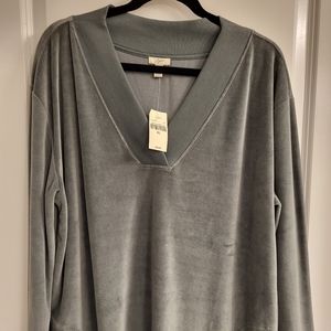 JJill Velour Tunic, XL in Olive Green